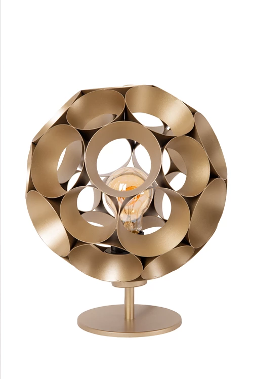 Lucide HANNELORE - Lampe de table - Ø 25 cm - 1xE27 - Or Mat / Laiton - éteint